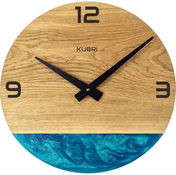 Hodiny KUBRi 0184A - Luxusní dubové hodiny s epoxidovými doplňky