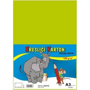 Výtvarný papír Kreslicí karton barevný A3/50/180g - světle zelená, STEPA ,balení 50 ks 557016