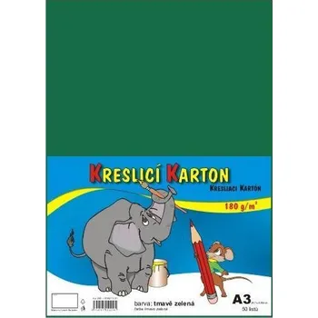 Výtvarný papír Kreslicí karton barevný A3/50/180g - tmavě zelená, STEPA ,balení 50 ks 557008