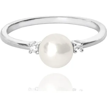 Prsten MINET Stříbrný prsten s perlou a bílými zirkony