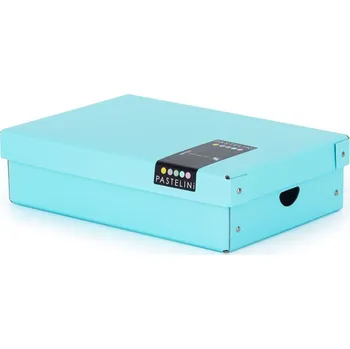 Archivační box Krabice úložná lamino PASTELINI - modrá / 35,5 x 24 x 9 cm