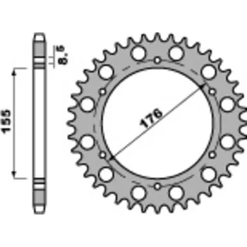 Nářadí na motocykly Ocelová standardní zadní řetězová kola PBR 4392 - 530 4392.45.C45