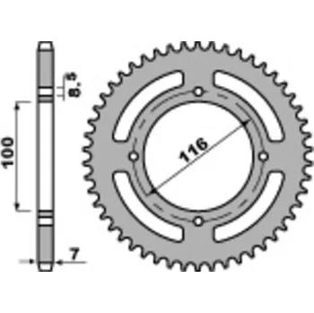 Nářadí na motocykly Ocelová standardní zadní řetězová kola PBR 467M - 428 467M.50.C45