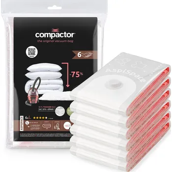 Úložný box Compactor Sada vakuových úložných pytlů Aspispace L 120 l, 80 x 100 cm, 6 ks, transparentní