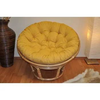Papasan Ratanový papasan 110 cm medový polstr žlutý melír