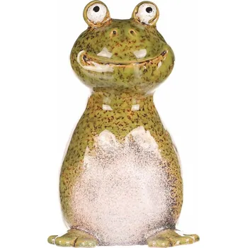 Zahradní dekorace Zahradní dekorace na plot Žába, 8 x 8 x 14 cm, keramika, zelená