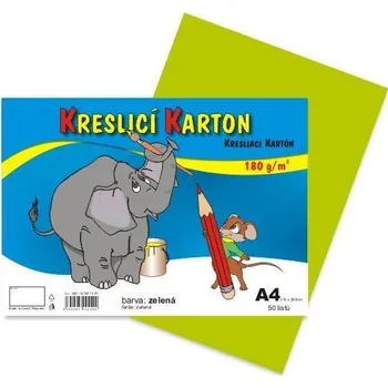 Blok Kreslicí karton barevný A4/50/180g - světle zelená, STEPA ,balení 50 ks 557010