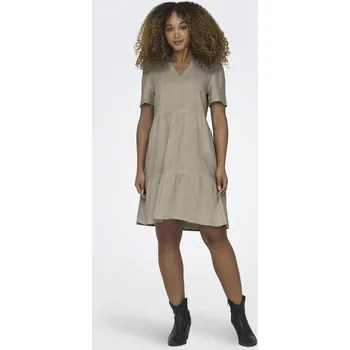 Dámské šaty Only dámské šaty Tiri s výstřihem do V béžové Velikost: L
