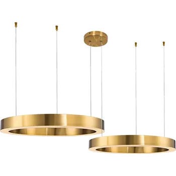 LED stropní svítidlo Circle zlaté, nastavitelné, moderní do obýváku a nad stůl 120 cm