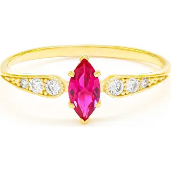 Prsten Prsten ze žlutého zlata s červeným a bílými zirkony 74522900100880007