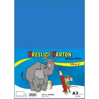 Výtvarný papír Kreslicí karton barevný A3/50/180g - světle modrá, STEPA ,balení 50 ks 557017