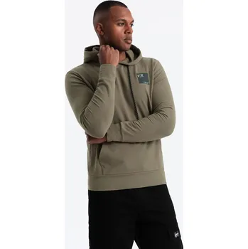 Pánská mikina Pánská klokaní mikina s kapucí a logem - olivová V4 OM-SSNZ-0162 - S