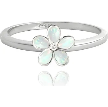 Prsten MINET Stříbrný prsten KYTIČKY s bílými opálky