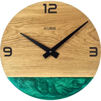 Hodiny KUBRi 0185A - Luxusní dubové hodiny s epoxidovými doplňky