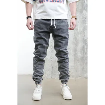 Pánské džíny 2Y Premium Šedé jogger fit džíny Moss Velikost: 38