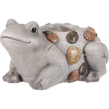 Obal na květináč Obal na květiny Žába, 34 x 18 x 25 cm, šedá