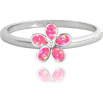 Prsten MINET Stříbrný prsten KYTIČKY s růžovými opálky