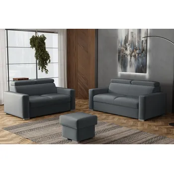 Sedací souprava Sedací souprava Petrit 3+2+taburet Paros tmavě šedá