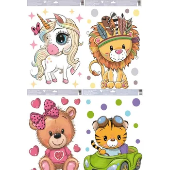 Samolepící dekorace Okenní fólie barevná zvířátka 30 x 50 cm /6783