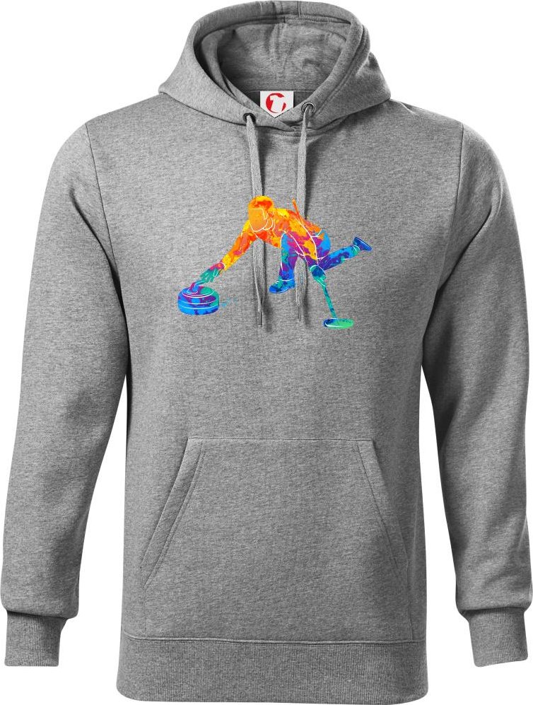 Curling splash - Mikina pánská Cape s kapucí - 2XL ( Tmavě šedý melír )