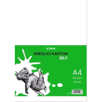 Barevný papír Kreslicí karton A4/10/180g - bílá, STEPA
