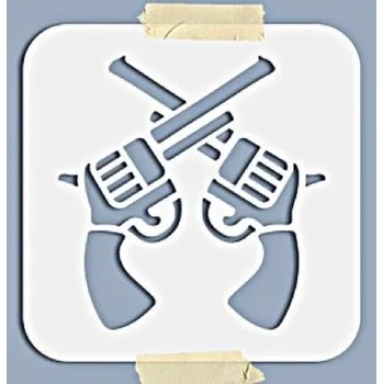 Plastová šablona, KOVBOJSKÝ MOTIV - PISTOLE, 15x15cm, 1 kus