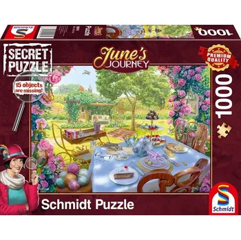 Schmidt Secret Puzzle June's Journey: Čaj v zahradě 1000 dílků