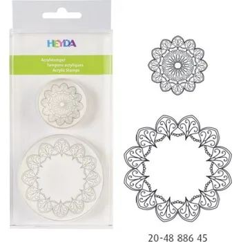 Dětské razítko Heyda Razítko akryl kulaté - ornament 2, 2ks, velikost 4 a 7cm