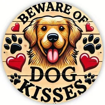 Plechová cedule BAF Kulatá kovová cedule Pozor vítací pes - průměr 20 cm