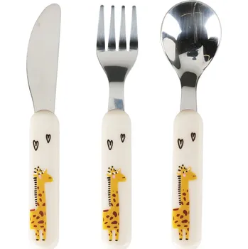 EH Excellent Houseware Dětská sada příborů s plastovou rukojetí, 3 kusy, žirafa