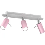 Bodové svítidlo Preston, 3x růžové kovové stínítko, w/ch