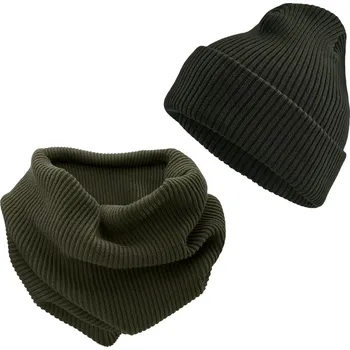 Šála Olivově zelená trubicová šála Frisco Urban a Olivově zelená čepice Kai Kane Beanie - Fawler