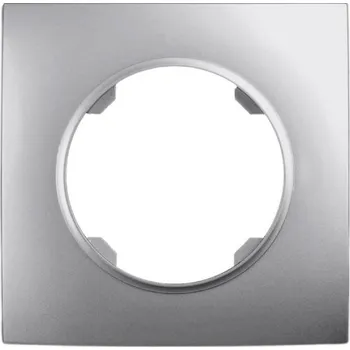 vypínač Elhard Hranatý jednoduchý rámeček Rondo, stříbrný