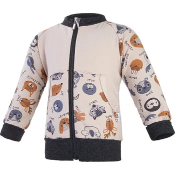 Little Angel mikina smyk TISK rozepínací Outlast® - latte barevná zvířátka Velikost: 98