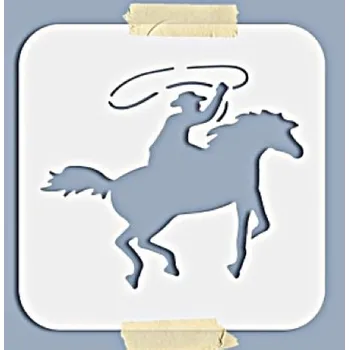 Plastová šablona, KOVBOJSKÝ MOTIV - JEZDEC S LASEM, 15x15cm, 1 kus