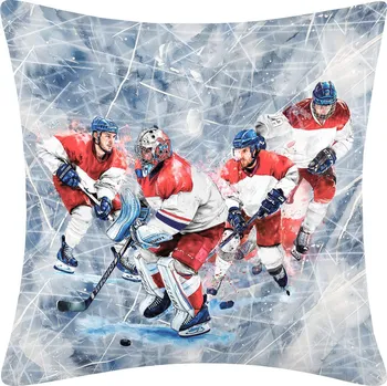 Povlak na dekorativní polštářek DARRÉ Bavlněný povlak na polštář Čeští hokejisté - týmová síla Velikost: 40 x 40