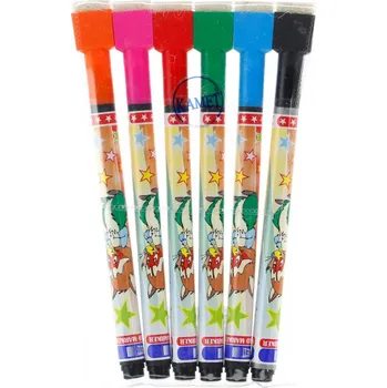 Kamet Fixy na stíratelnou tabulku, s mazátkem, MIX BAREV, 1,5-2,0 mm, 6ks/bal.