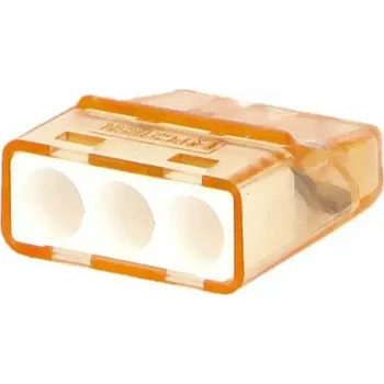 Svorka krabicová miniaturní PC213SN bezšroubová 3x 0,2-2,5 mm2, transparentní/oranžová (objednání po 1ks)