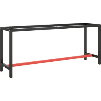 Psací stůl vidaXL Rám pracovního stolu matně černý a matně červený 190x50x79 cm