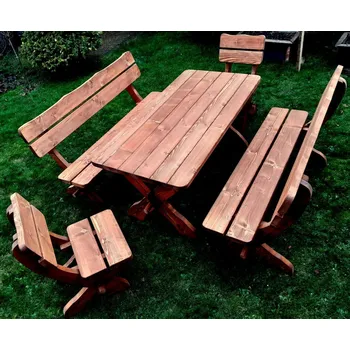 Zahradní sestava Dřevěná sestava zahradního nábytku 160cm tmavá DUB