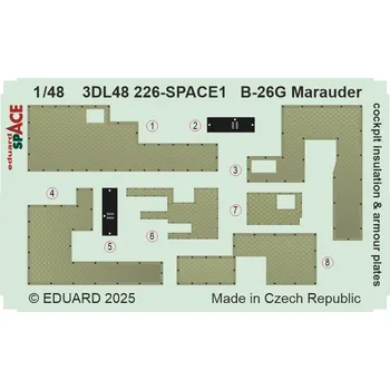 Plastikový model Eduard 1/48 B-26G Marauder cockpit insulation & armour plates SPACE (ICM)