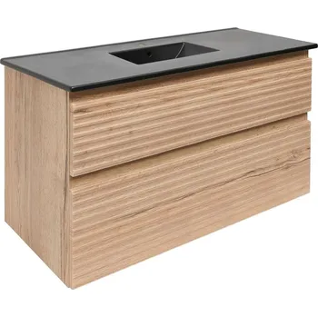 Koupelnový nábytek Naturel Koupelnová skříňka 2 zásuvková s umyvadlem Naturel Savona 98x53x44,8 cm dub Halifax mat SAVONA2100DHC SAVONA2100DHC