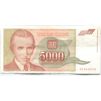 JUGOSLÁVIE. 5.000 dinara 1993. Pi. 128.
