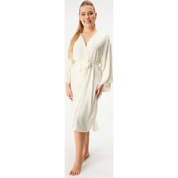 Dámský župan Esotiq Svatební saténový župan Rhone dlouhý S smetanová