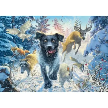 Puzzle SCHMIDT Labrador ve sněhu 1000 dílků