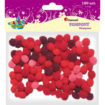 Titanum Bambulky, Pompony, ČERVENÉ - mix, 10mm, 120ks/bal.