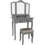 Toaletní stolek s taburetem, šedá / stříbrná, REGINA NEW