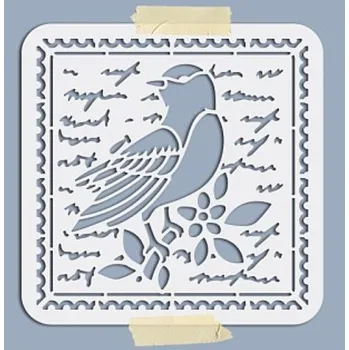Plast. šablona, PTÁČEK A DOPIS 5, 18x18 cm, 1ks