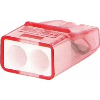 Svorka krabicová miniaturní PC212SN bezšroubová 2x 0,2-2,5 mm2, transparentní/červená (objednání po 1ks)