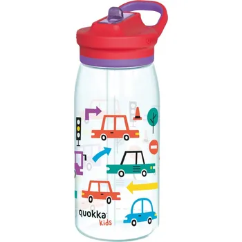 Láhev Quokka Kids Glow, Plastová láhev s brčkem Cars, 580ml, 40285